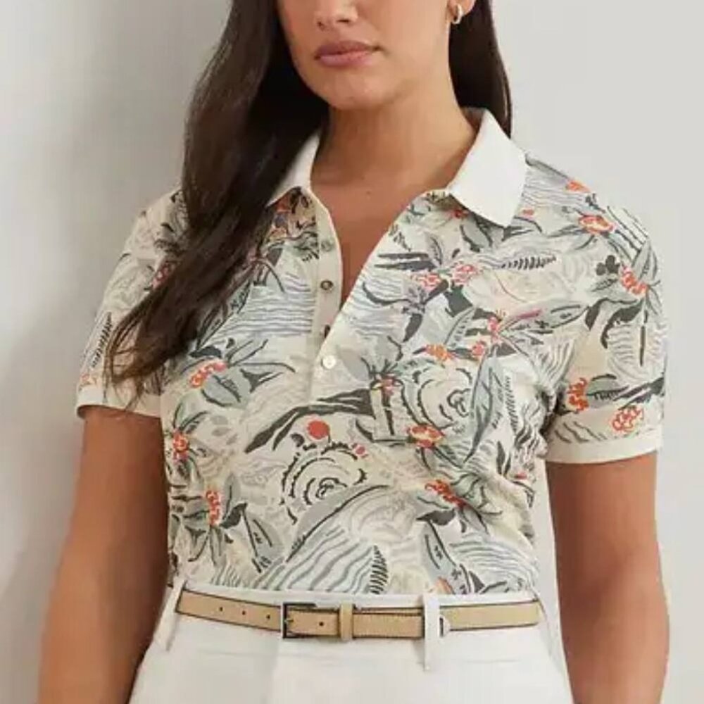 Lauren Ralph Lauren Black Label print stretch piqué polo shirt tropical 2X